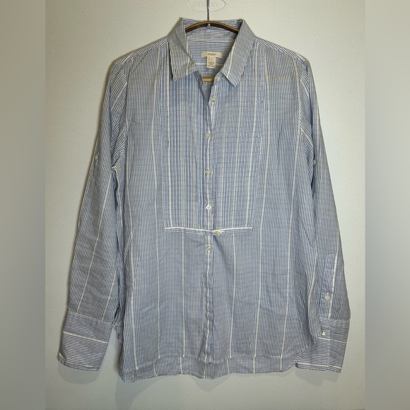 J. Crew Women's Blue Striped Button Down Shirt. 100% Cotton. - Picture 1 of 10